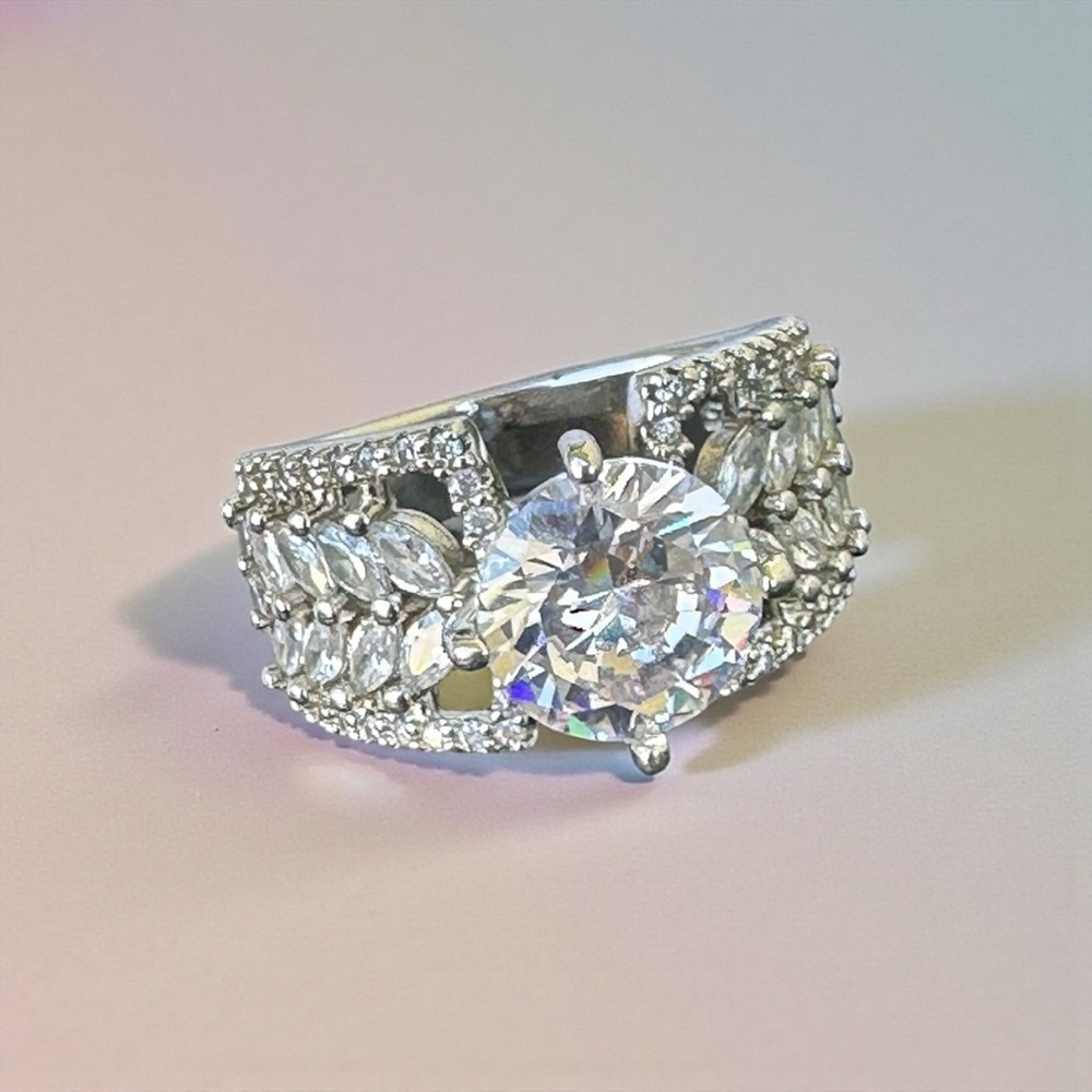 White Cubic Zirconia Platinum Over Sterling Silver Ring 4.68ctw